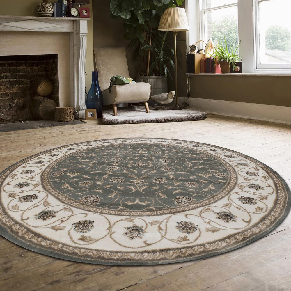 Radici USA Pisa 3743 Light Green 5'3" Round Area Rug, , large