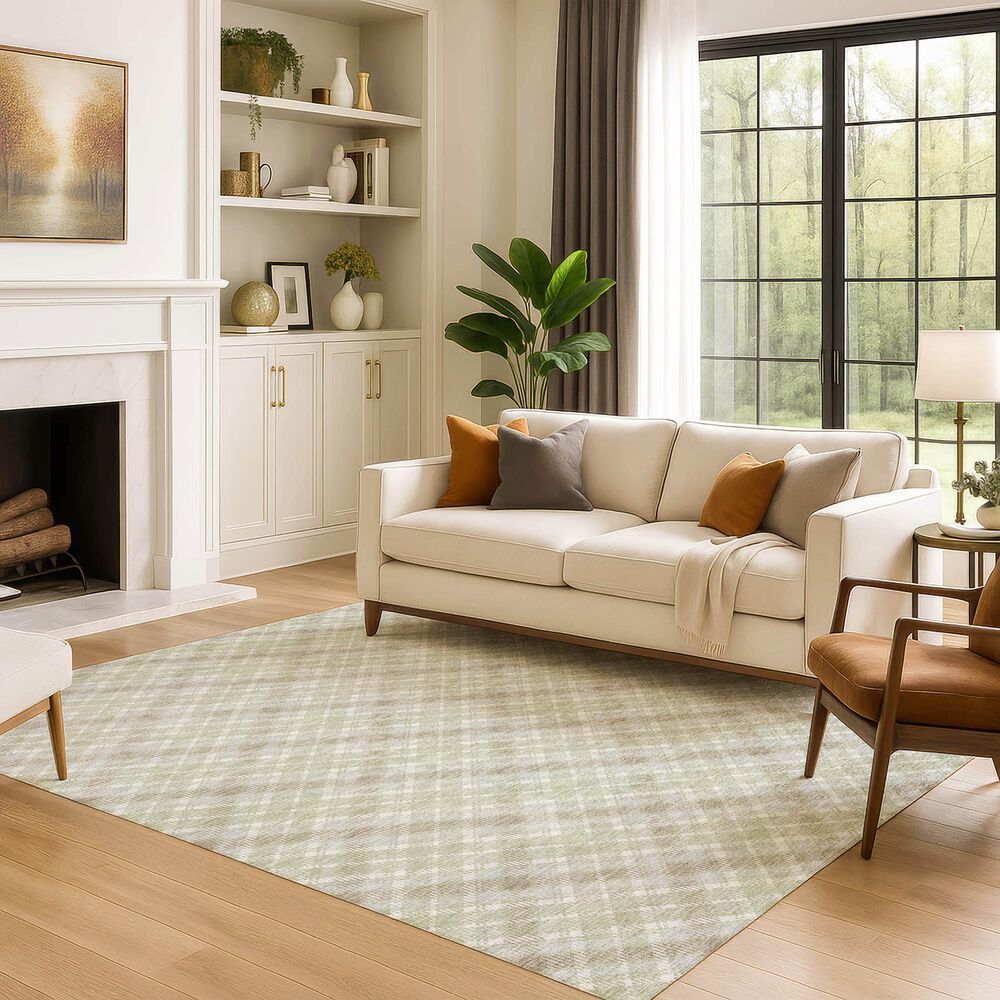 Dalyn Rug Company Soft Essentials Plaid Celery 5' x 7'6" Indoor/Outdoor Area Rug, , large