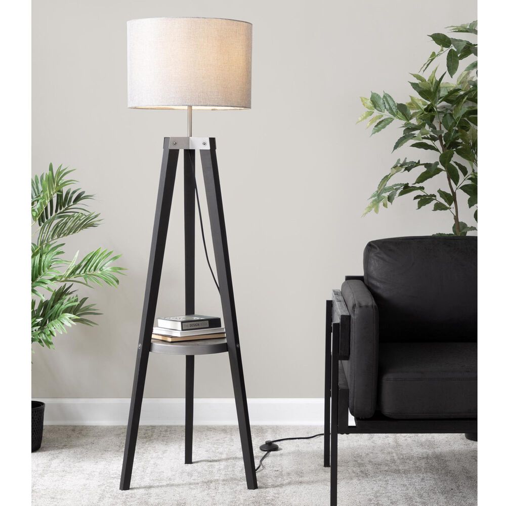 Lumisource Compass Floor Lamp in Black and Silver, , large