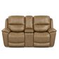 Flexsteel Cade Leather Power Reclining Console Loveseat with Headrest in Sand, , large