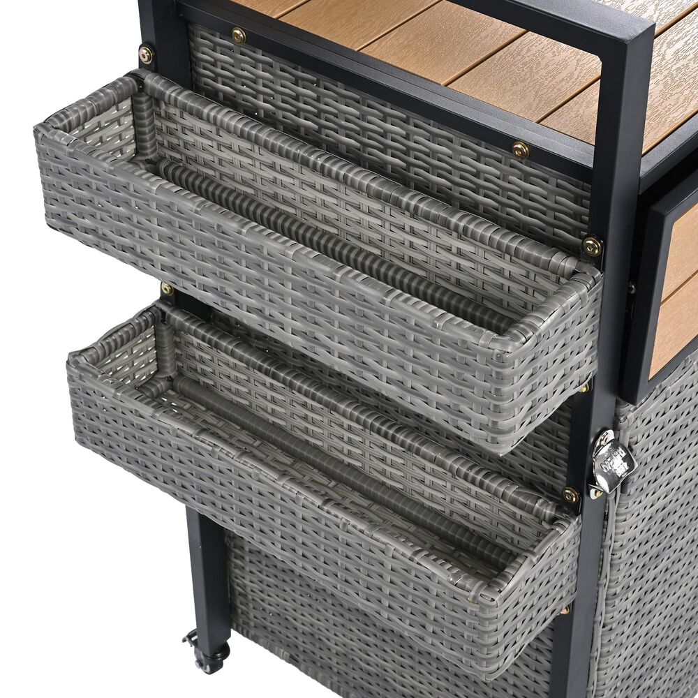 HOMLUX 53" Wicker Outdoor Kitchen Island in Grey, , large