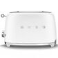 SMEG Retro-Style 2-Slice Toaster in Matte White and Polished Chrome, , large