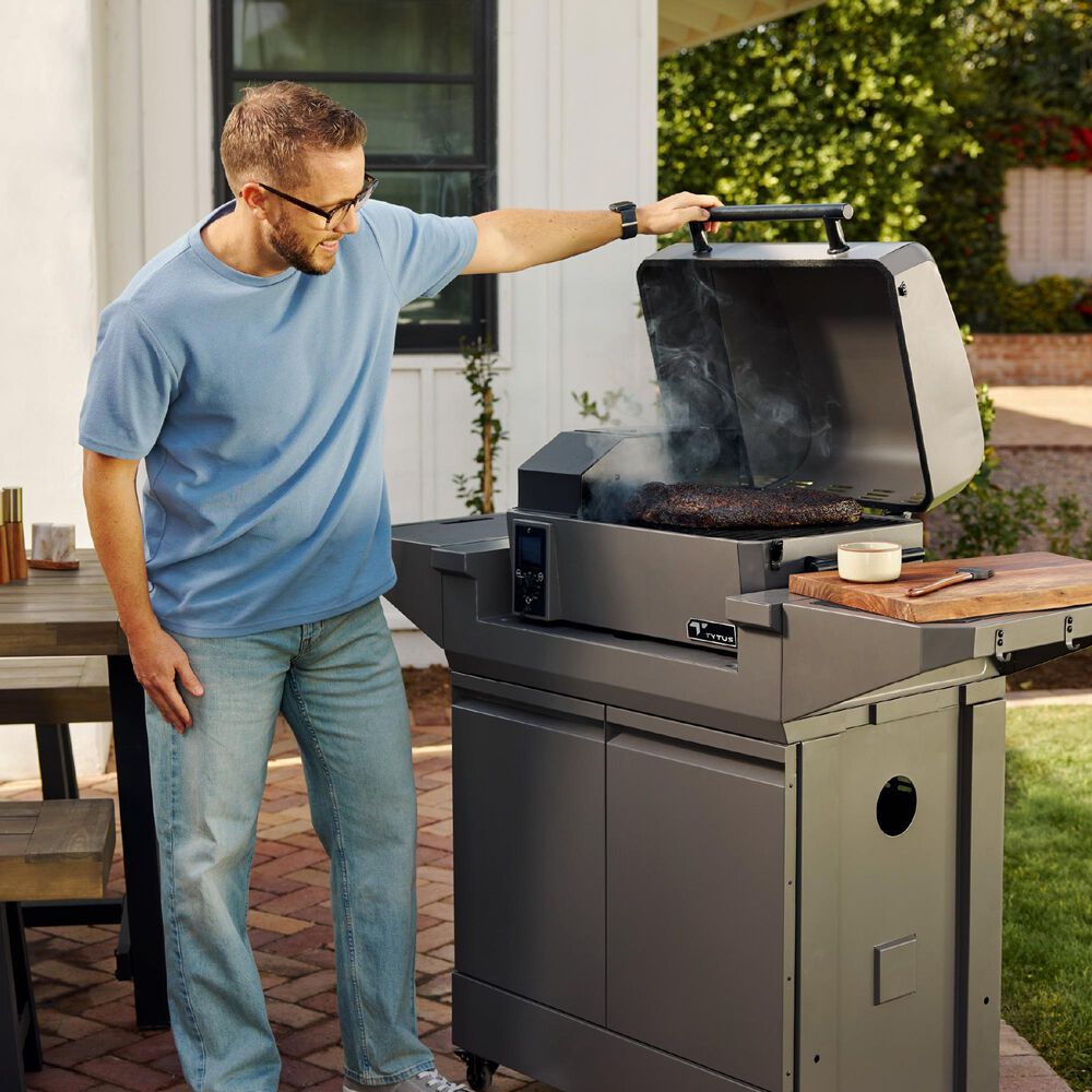 Tytus Emberwood Grill and Prep Cart with Tabletop Pellet Grill in Gunmetal Gray, , large