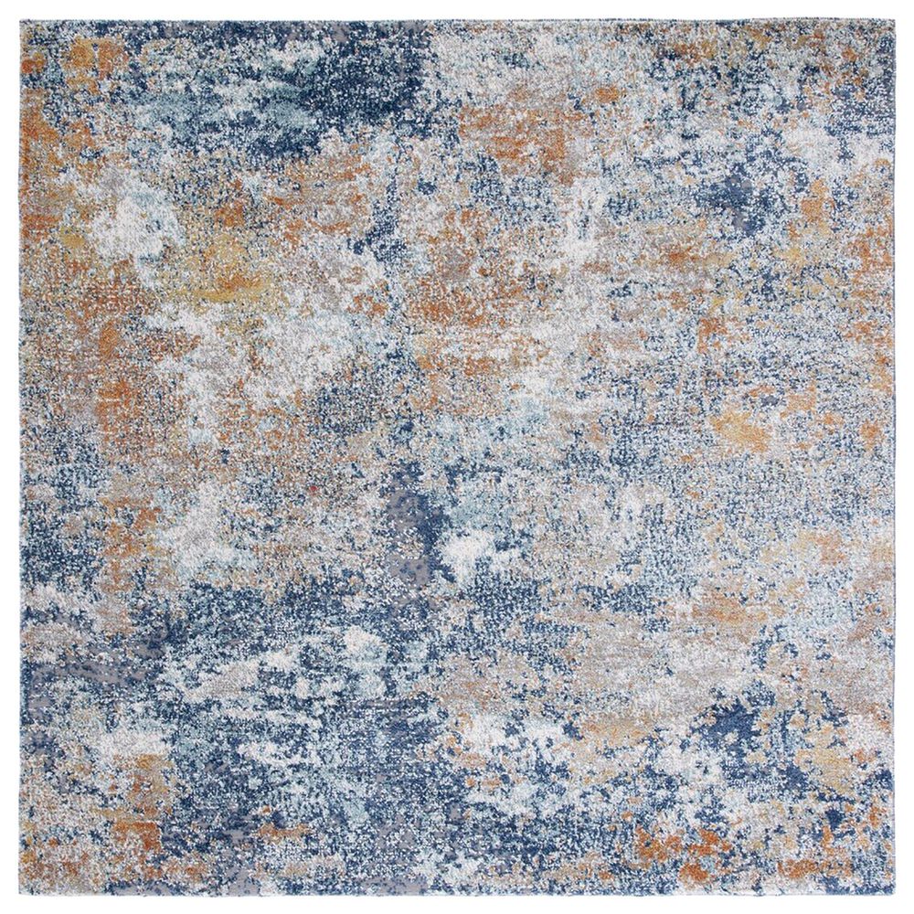 Safavieh Aston ASN710 6"7" Square Navy and Gold Area Rug, , large