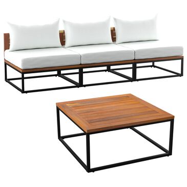 Southern Enterprises Taradale 4-Piece Patio Chat Set in Black and Natural, , large