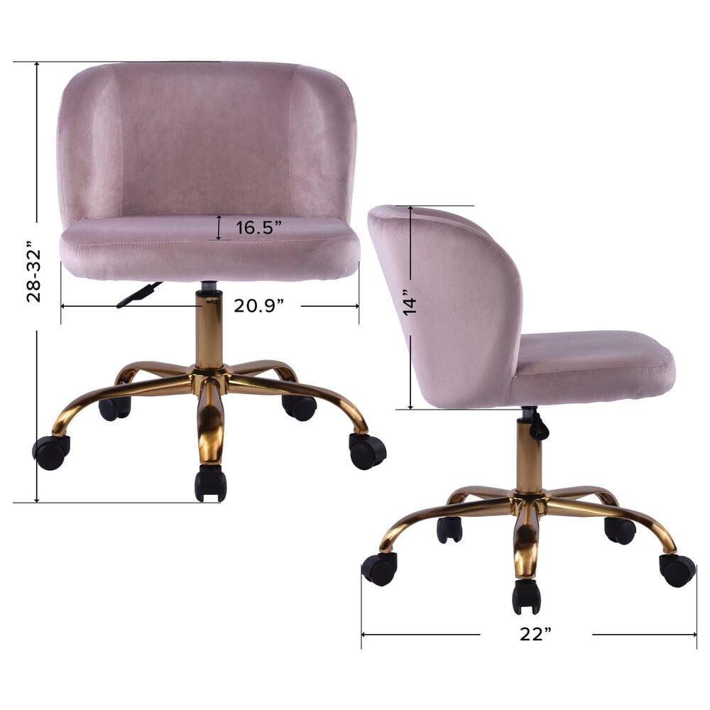 Impressions Vanity Rylee Swivel Vanity Chair with Pink Cushion in Antique Gold, , large