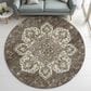 Dalyn Rug Company Silk Road Chocolate, Ivory, Gold, Copper, Gray and Taupe 8" Round Area Rug, , large