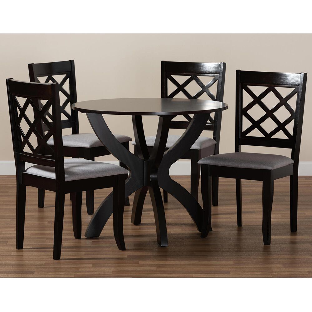 Baxton Studio Savina 5-Piece Dining Set in Grey/Dark Brown, , large