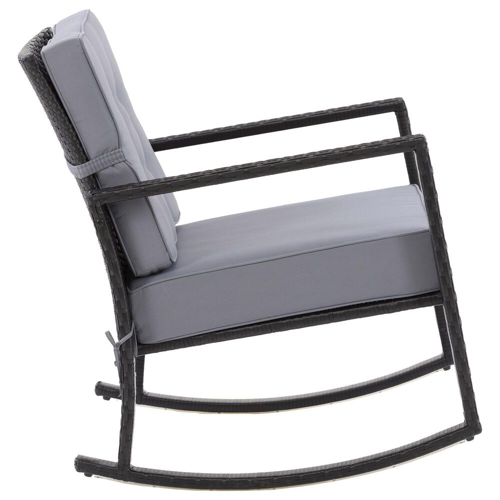 CorLiving Parksville Patio Rocking Chair in Black/Ash Gray, , large
