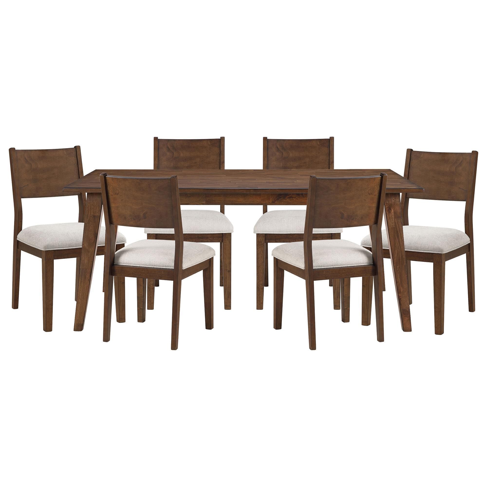 KC-7【新入荷　アウトレット】新城家具　コットン　ダイニング5点セット　ブラウン Crystal City Canton 7-Piece Rectangular Dining Set in Brown Cherry