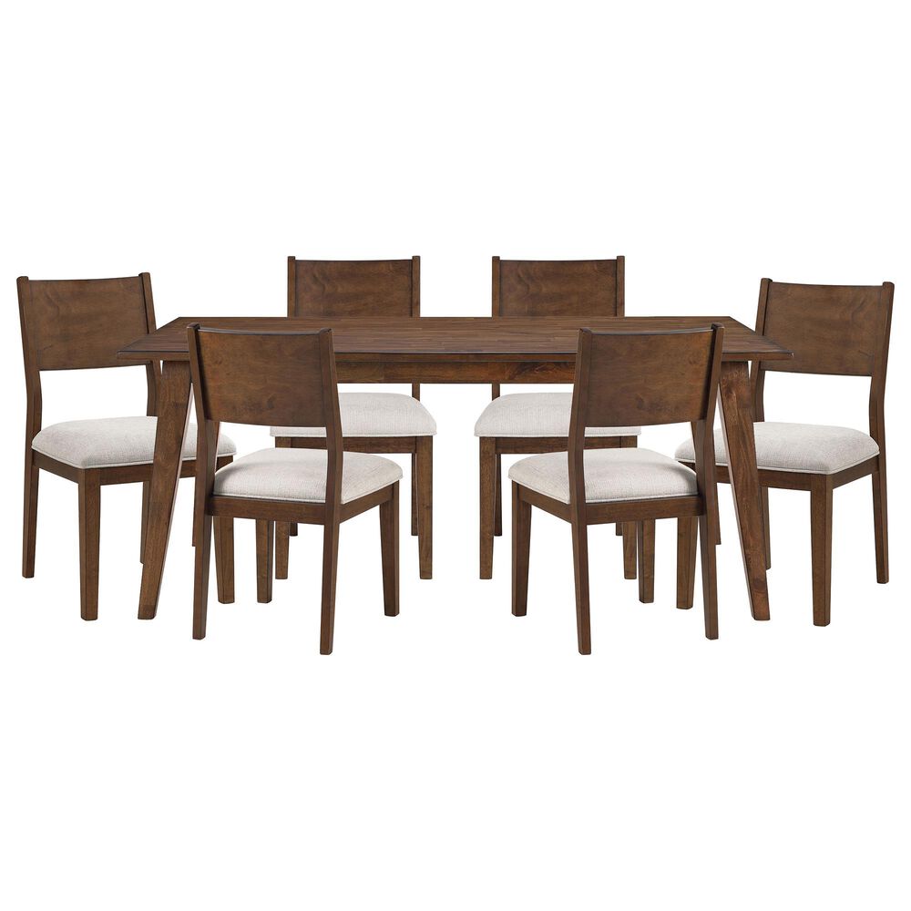 STEVE SILVER Canton 7-Piece Rectangular Dining Set in Brown Cherry, , large