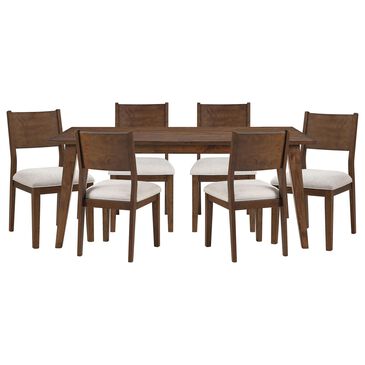 STEVE SILVER Canton 7-Piece Rectangular Dining Set in Brown Cherry, , large