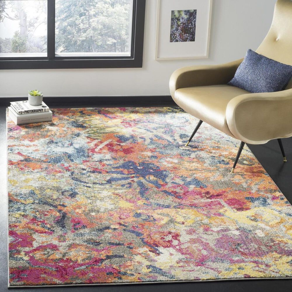 Safavieh Monaco MNC258M 4&#39; x 5&#39;7&quot; Blue and Orange Area Rug, , large