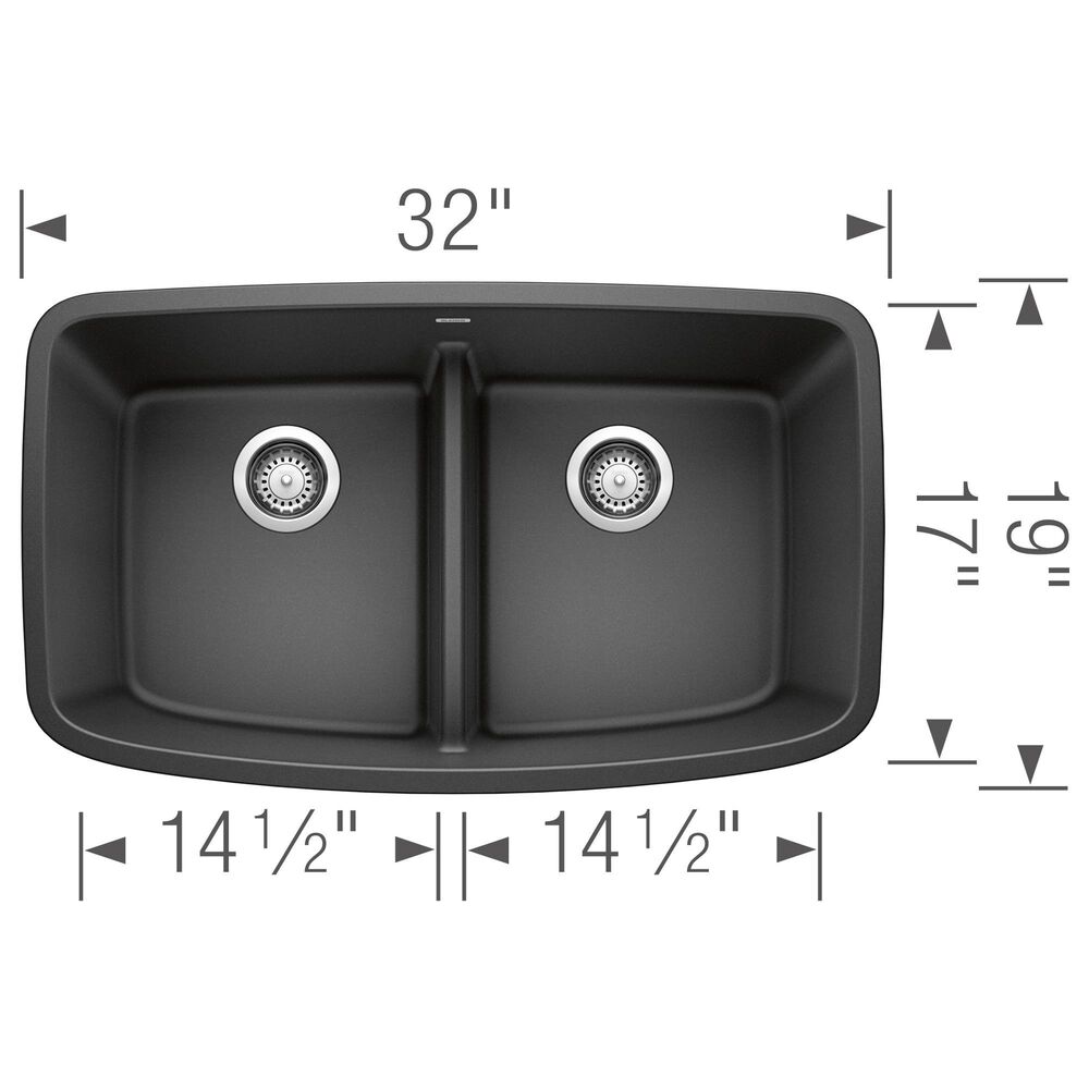Blanco Valea Equal Double Bowl Kitchen Sink with Low Divide in Anthracite, , large