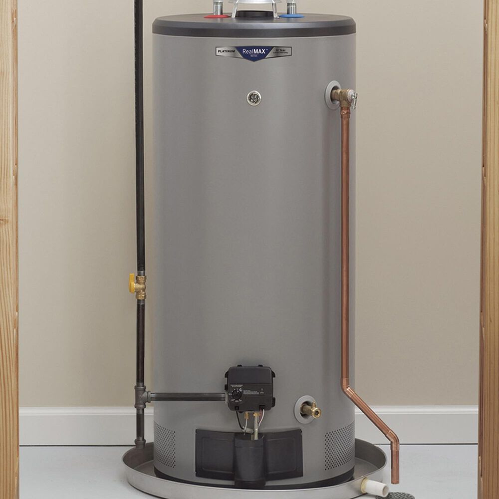 GE Appliances RealMAX Platinum 50-Gallon Short Natural Gas Atmospheric Water Heater in Gray, , large