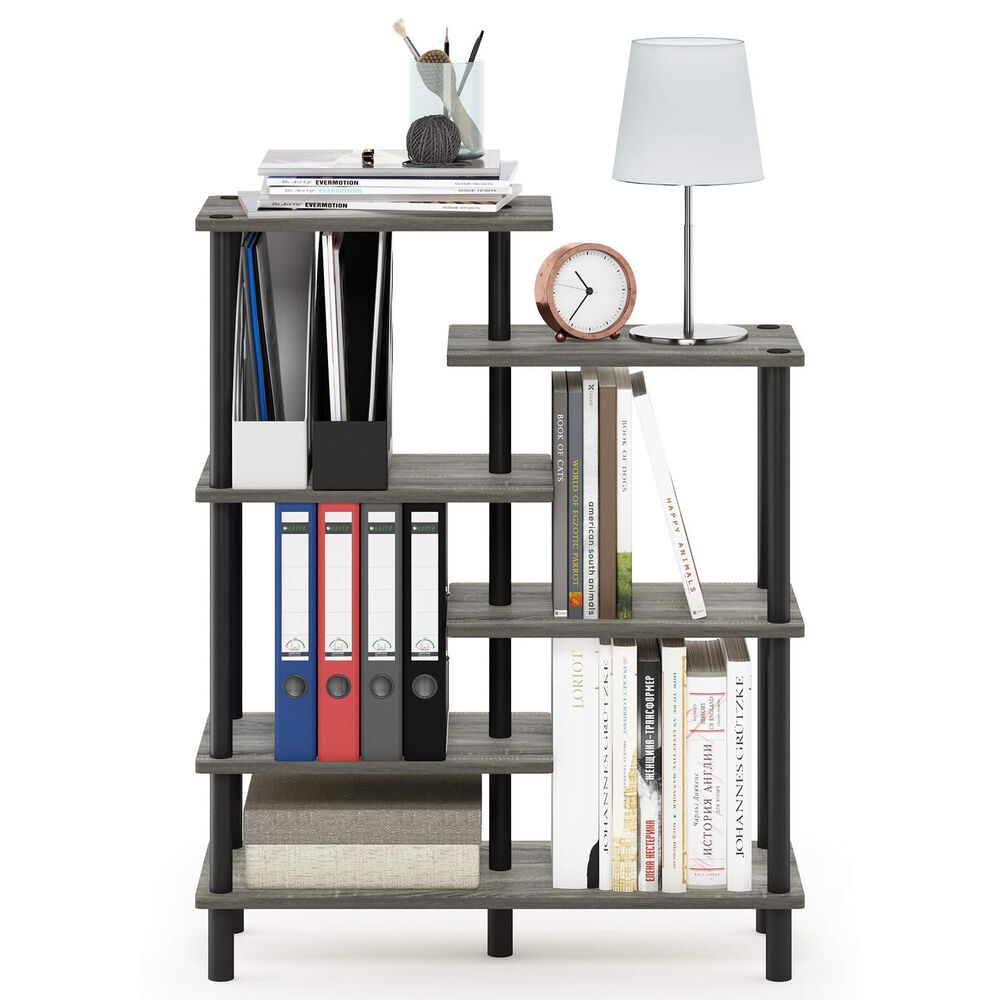 HOMLUX 6-Tier Accent Display Rack in French Oak and Black, , large