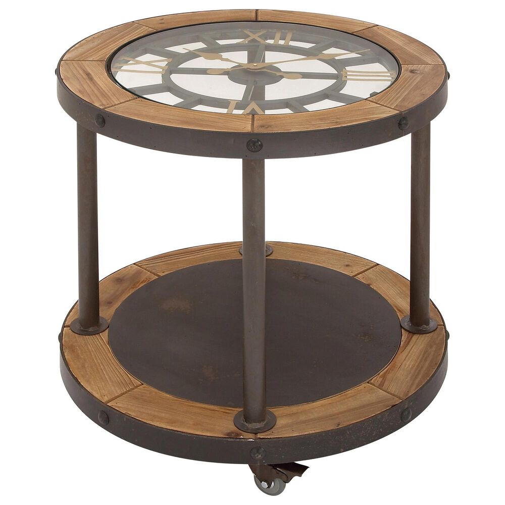 Maple and Jade Industrial Accent Table in Black and Light Brown, , large