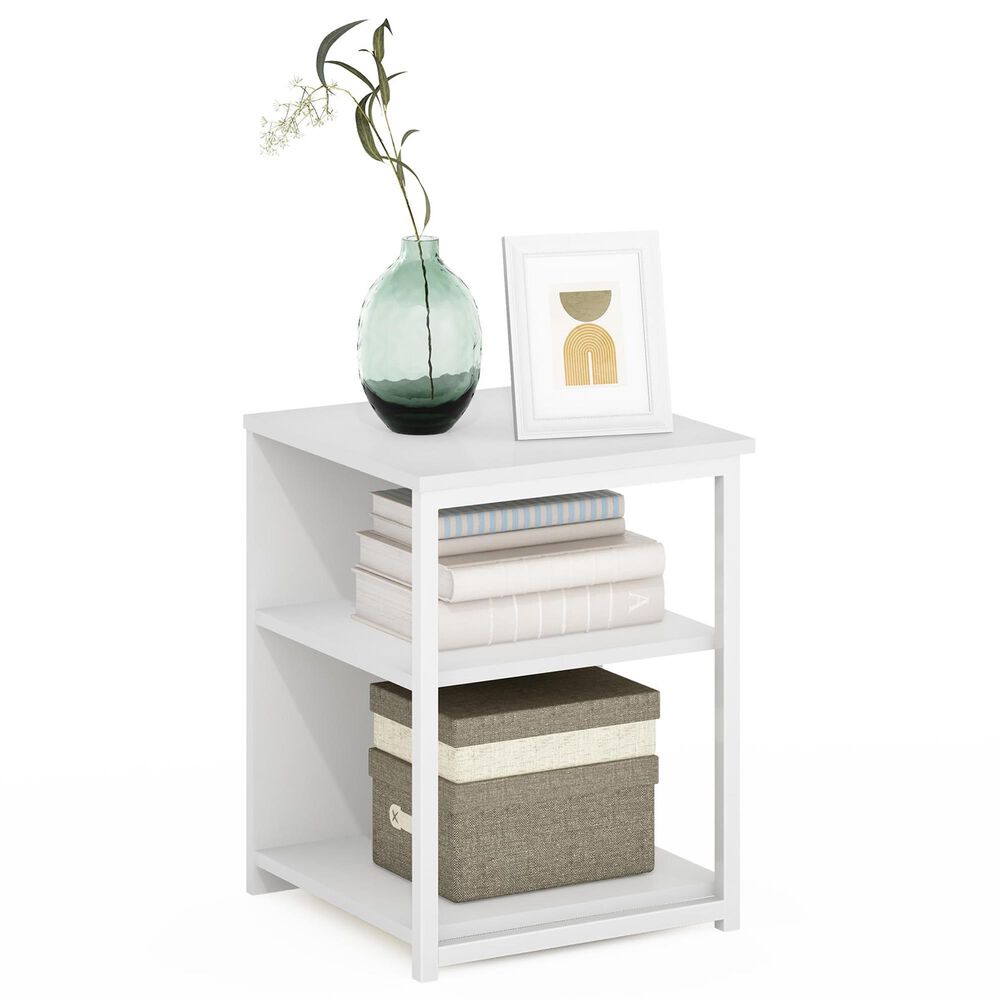 HOMLUX Camnus 3-Tier End Table in White, , large
