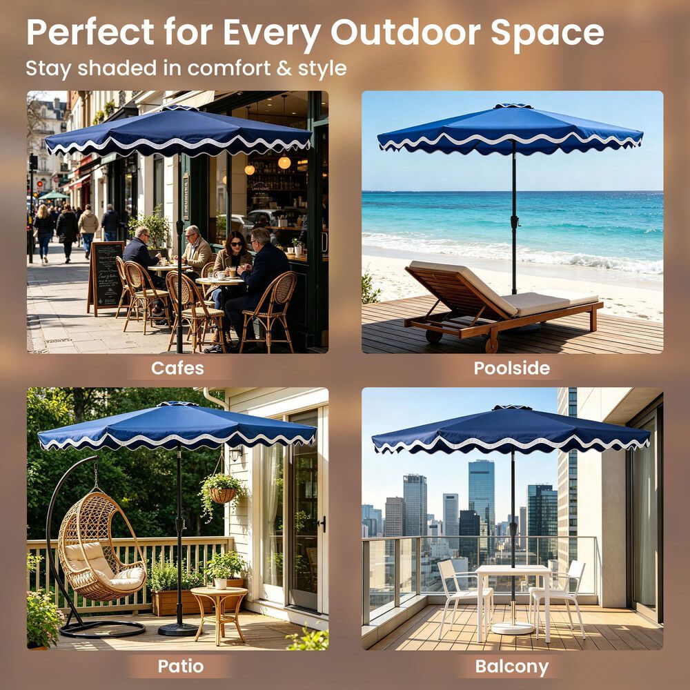 HOMLUX 10' Patio Umbrella in Dark Blue, , large