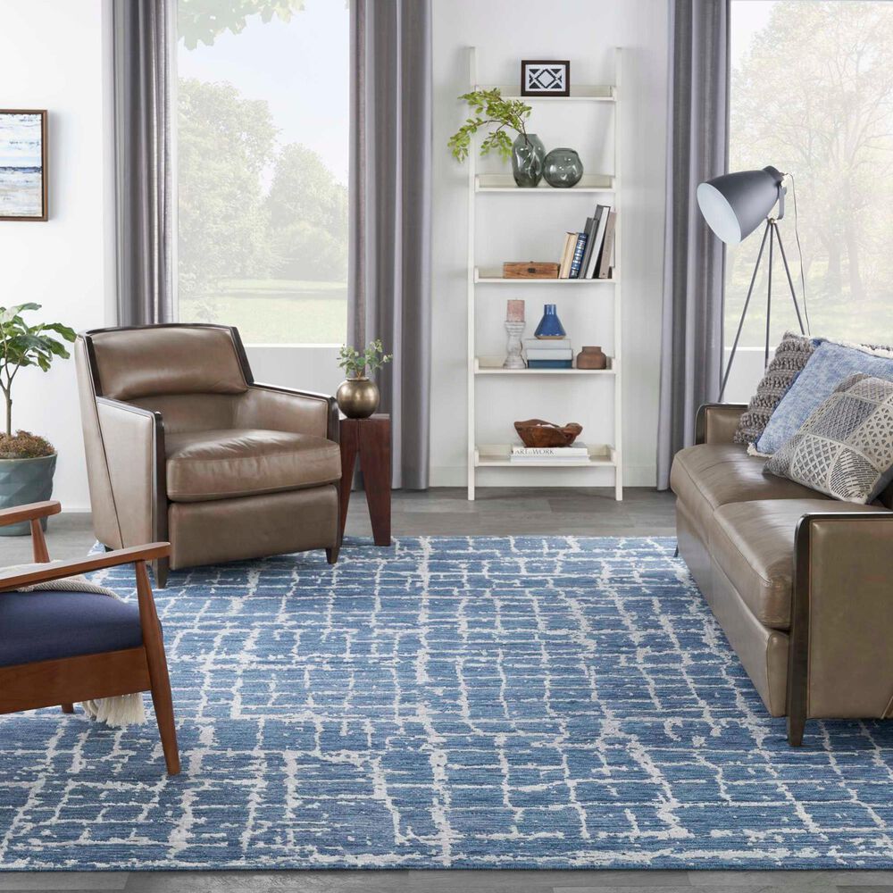 Nourison Luna 8&#39;6&quot; x 11&#39;6&quot; Blue and Silver Area Rug, , large
