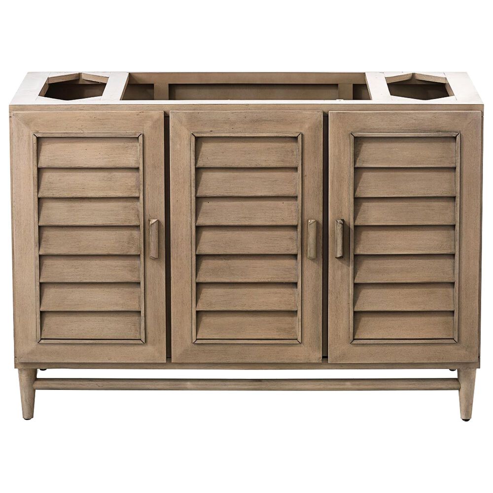James Martin Vanities Portland 48&quot; Single Bathroom Vanity in Whitewashed Walnut with 3 cm Eternal Jasmine Pearl Quartz Top and Rectangular Sink, , large