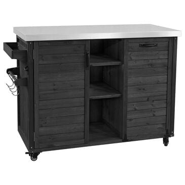 HOMLUX 78.3" Outdoor Kitchen Island with Foldable Grill Table in Black and Stainless Steel, , large