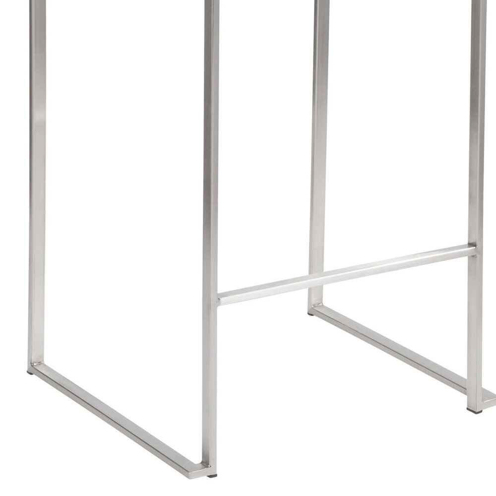 LumiSource Fuji 26" Stacker Counter Stool with Light Grey Cowboy Upholstery in Brushed Stainless Steel (Set of 2), , large