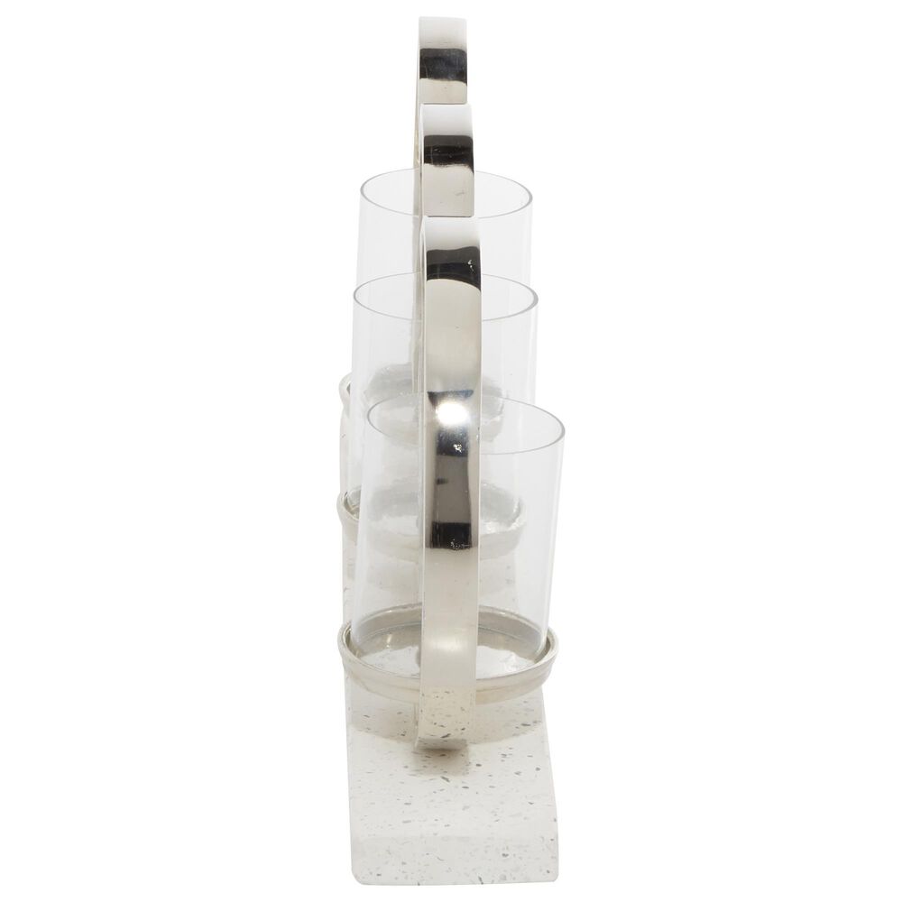 Maple and Jade Candle Holder Centerpiece in White and Silver, , large