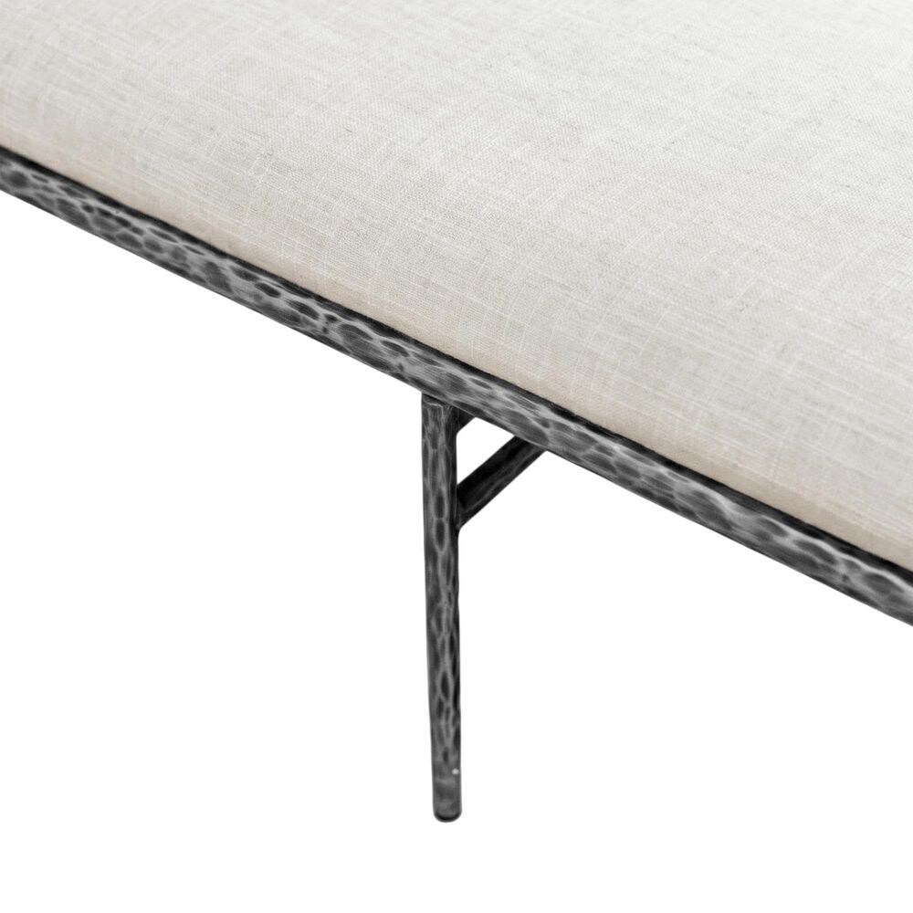 Furniture of America Lalia Metal Padded Upholstered Bench in Gun Metal, , large