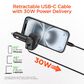 Hypercel SpeedBoost 3-in-1 Fast Car Charger with Retractable 30W USB-C PD Cable in Black, , large