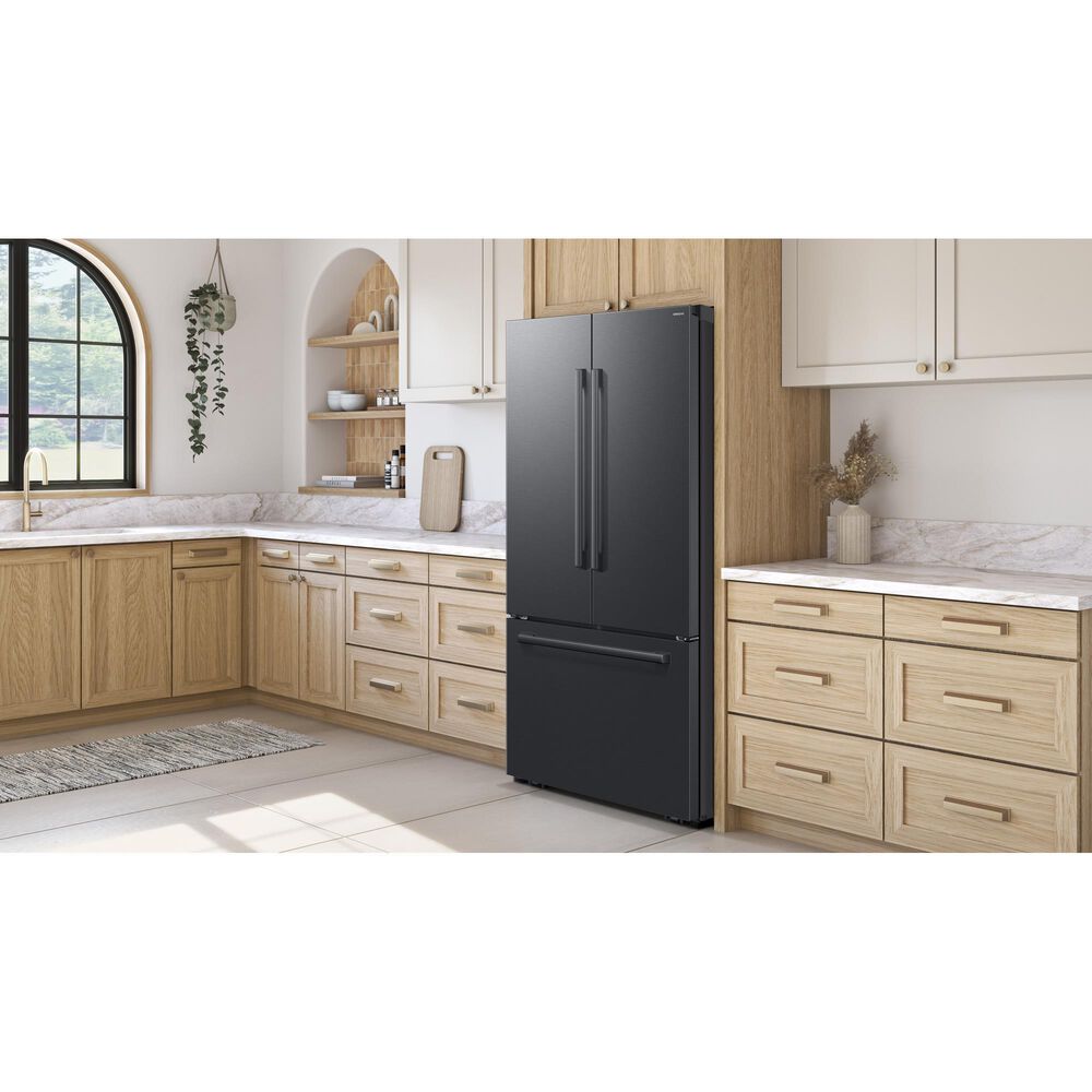 Samsung Bespoke AI 30 Cu. Ft. French Door Refrigerator with Zero Clearance Fit and In-Door Tall Water Dispenser in Matte Black Steel, , large