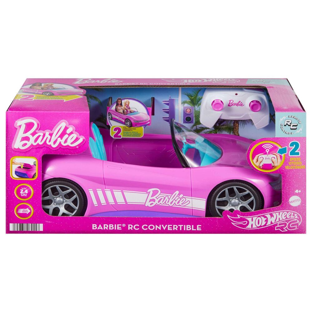 Barbie Convertible Battery-Powered Remote-Control Car Vehicle in Pink, , large