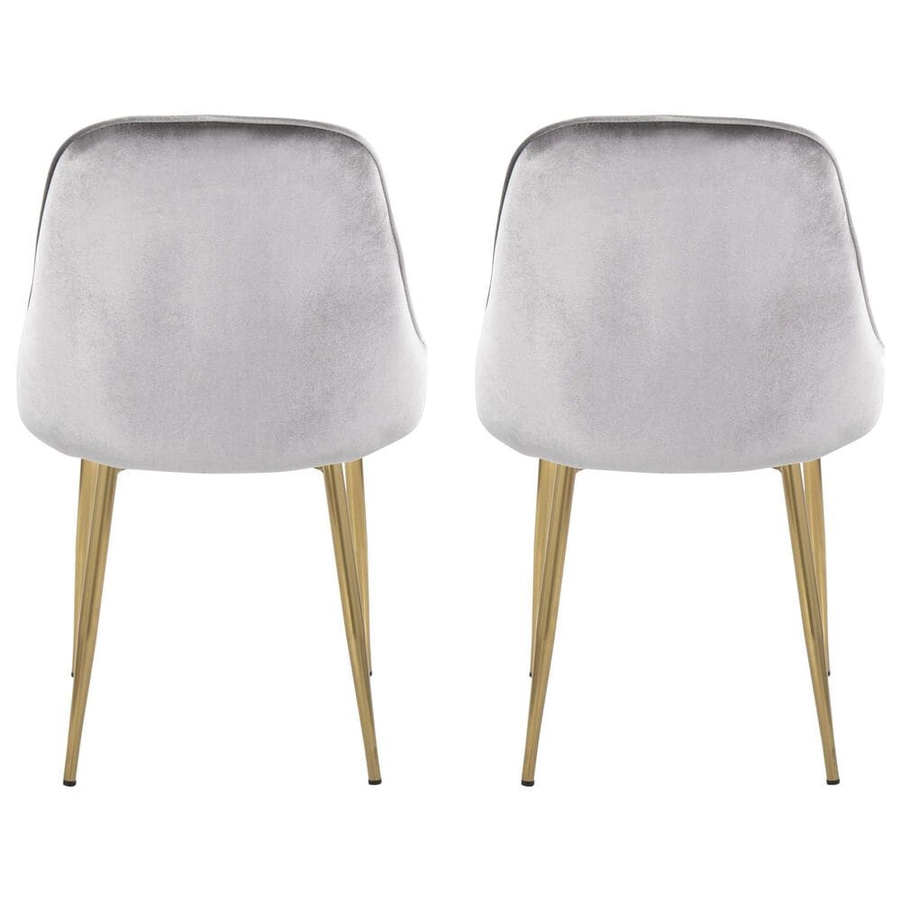 LumiSource Marcel Side Chair with Silver Velvet Cushion in Gold (Set of 2), , large