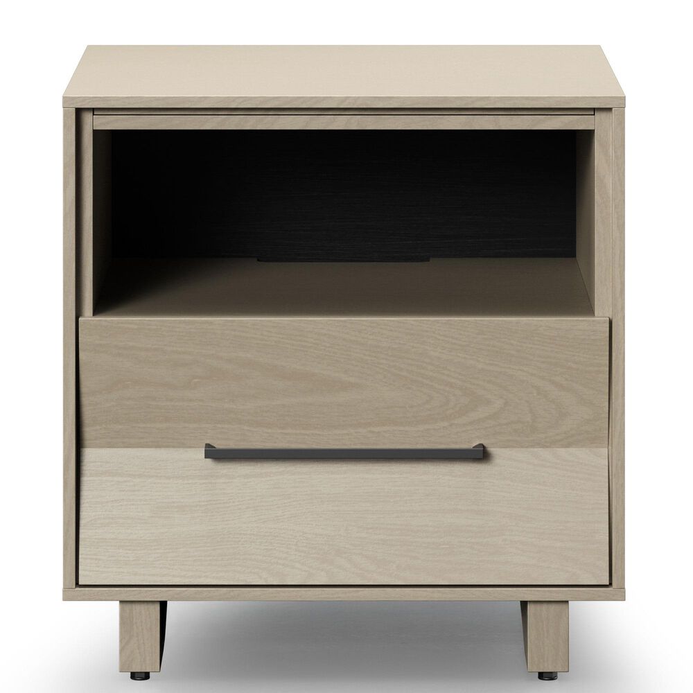 BDI Kava 20&quot; 1-Drawer Nightstand in Washed Oak with Outlets and USB Ports, , large