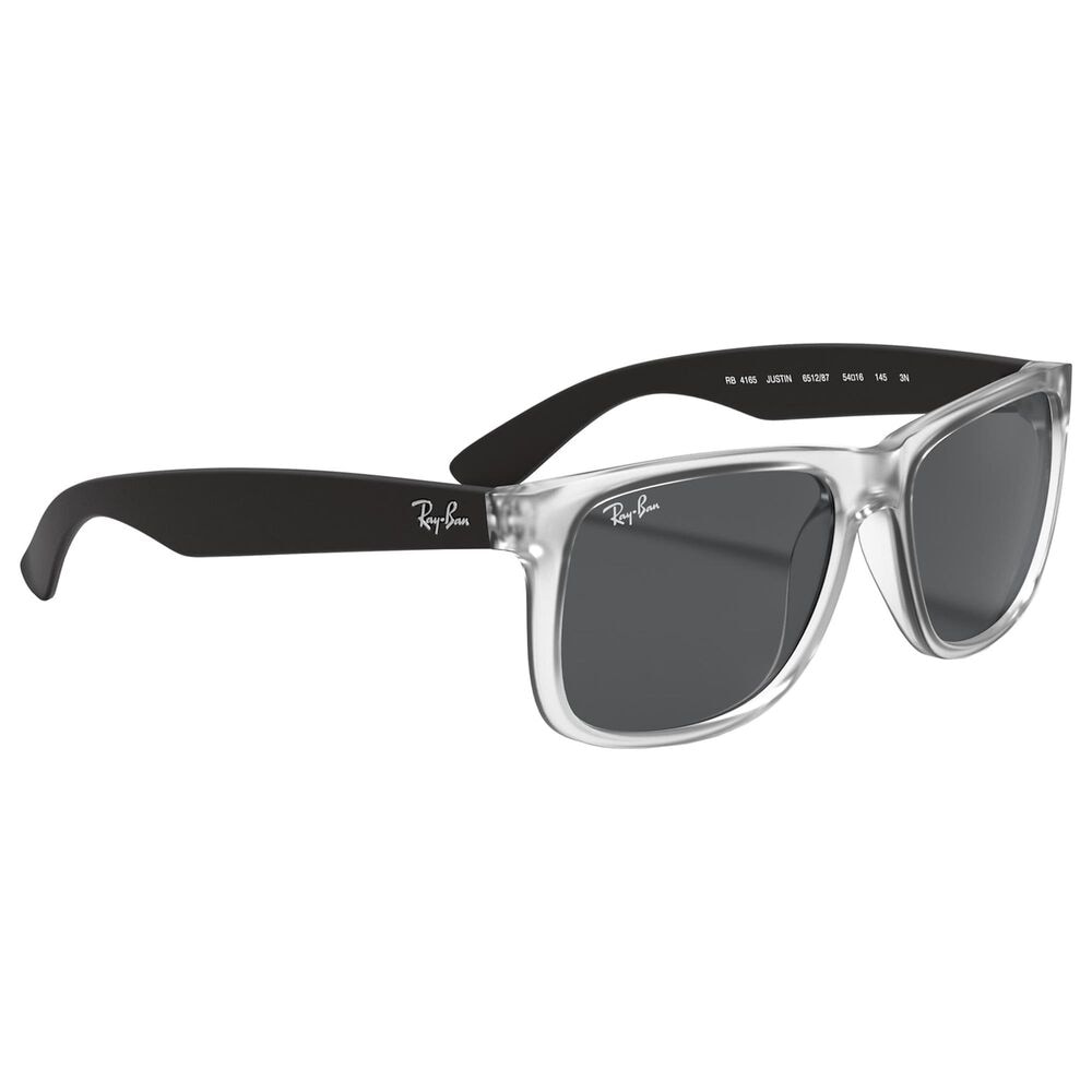 Ray-Ban Justin Sunglasses with Grey Lenses in Matte Transparent and Black, , large