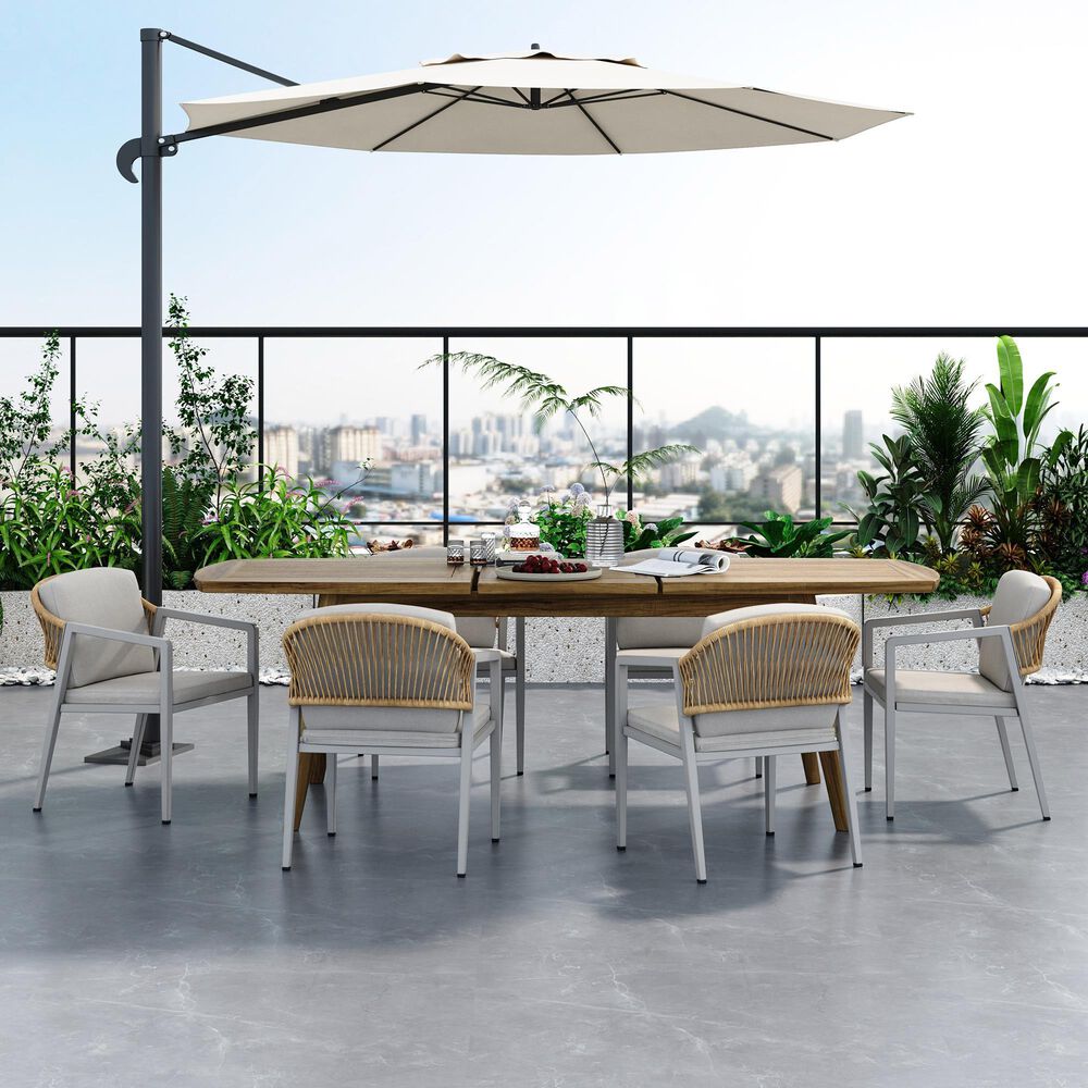 Hearth and Haven Wicker Rattan Woven Patio Dining Chair in Gray &#40;Set of 2&#41;, , large