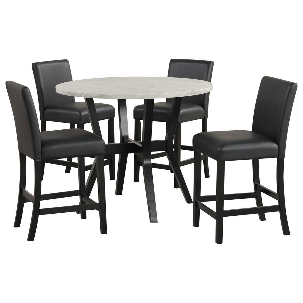 Titanic Furniture Ariana 5-Piece Round Dining Set in White and Black, , large