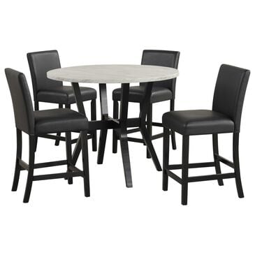 Titanic Furniture Ariana 5-Piece Round Dining Set in White and Black, , large