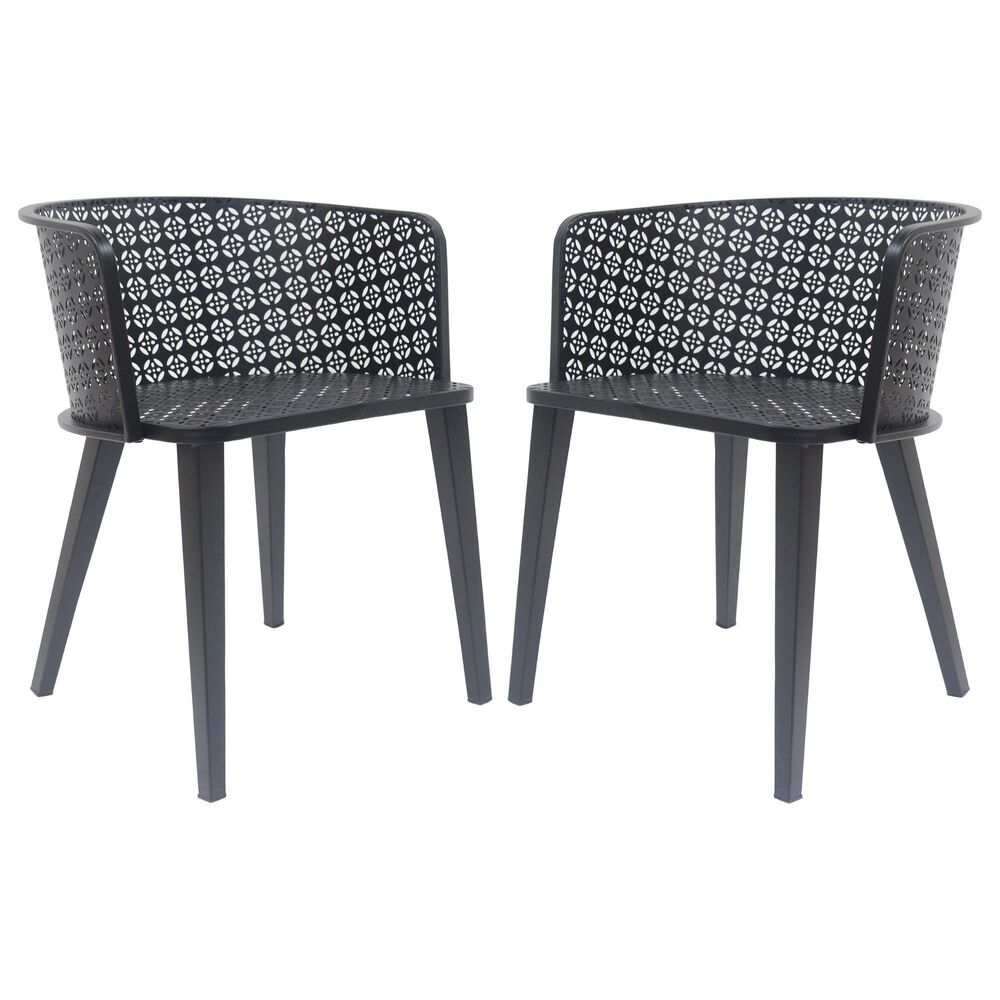 Hearth and Haven Milan Outdoor Dining Chair in Black (Set of 2), , large