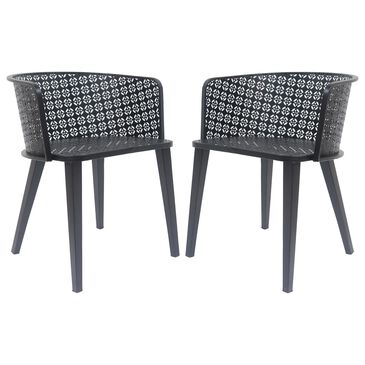 Hearth and Haven Milan Outdoor Dining Chair in Black (Set of 2), , large