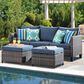 HOMLUX 3-Piece 77" Patio Sofa and Ottoman Set in Denim Blue, , large