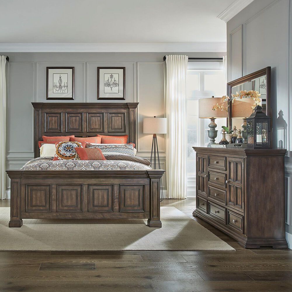 Liberty Furniture Big Valley Queen Panel Bed in Brownstone, , large