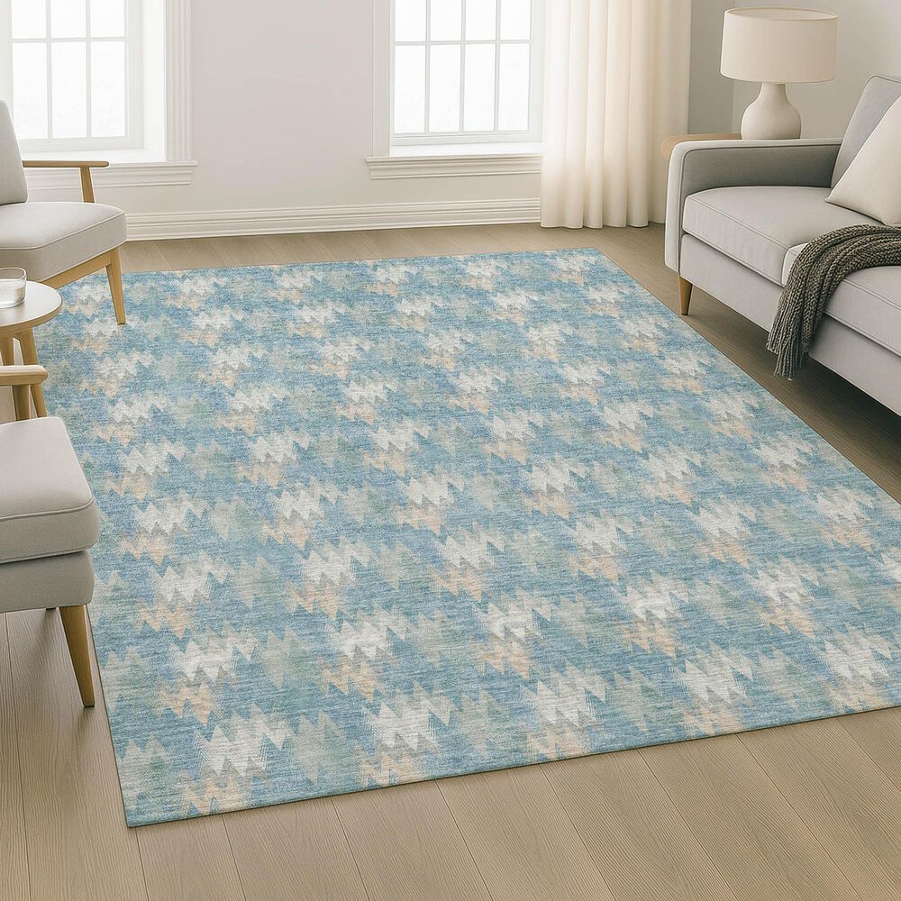 Dalyn Rug Company Soft Essentials Chevron Teal 3' x 5' Area Rug, , large