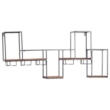 Maple and Jade 7-Bottle Display Wall Wine Rack in Matte Black and Brown, , large