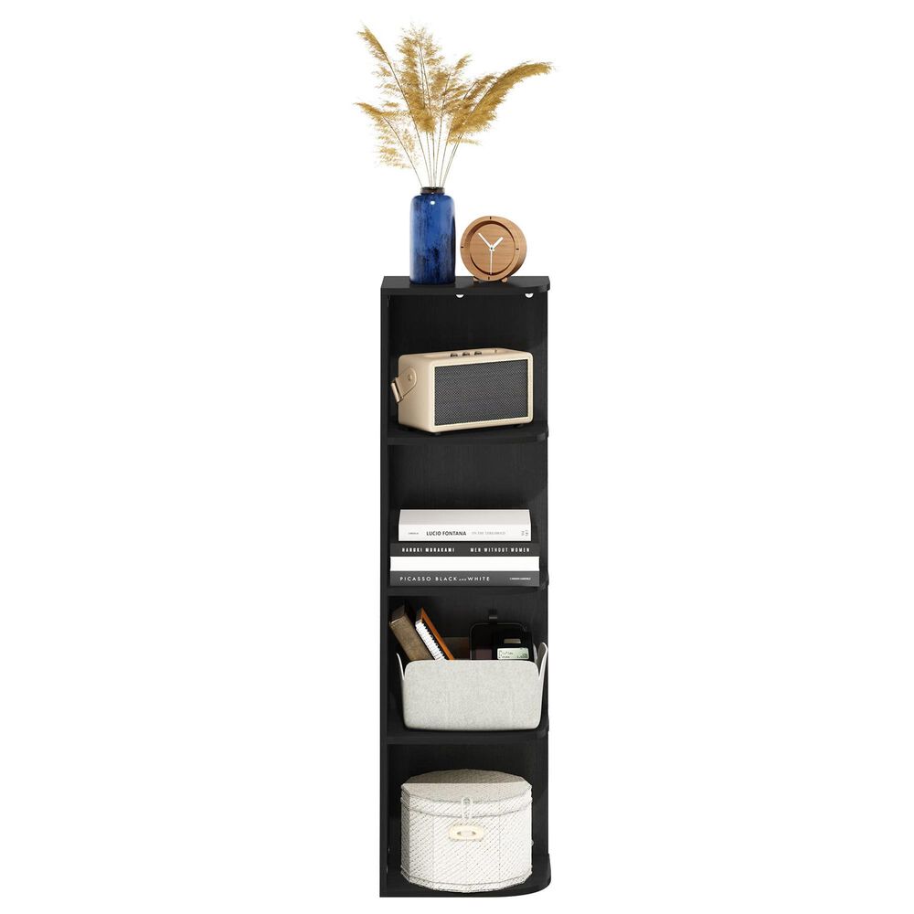 HOMLUX 4-Tier Corner Open Shelf Bookcase in Blackwood, , large