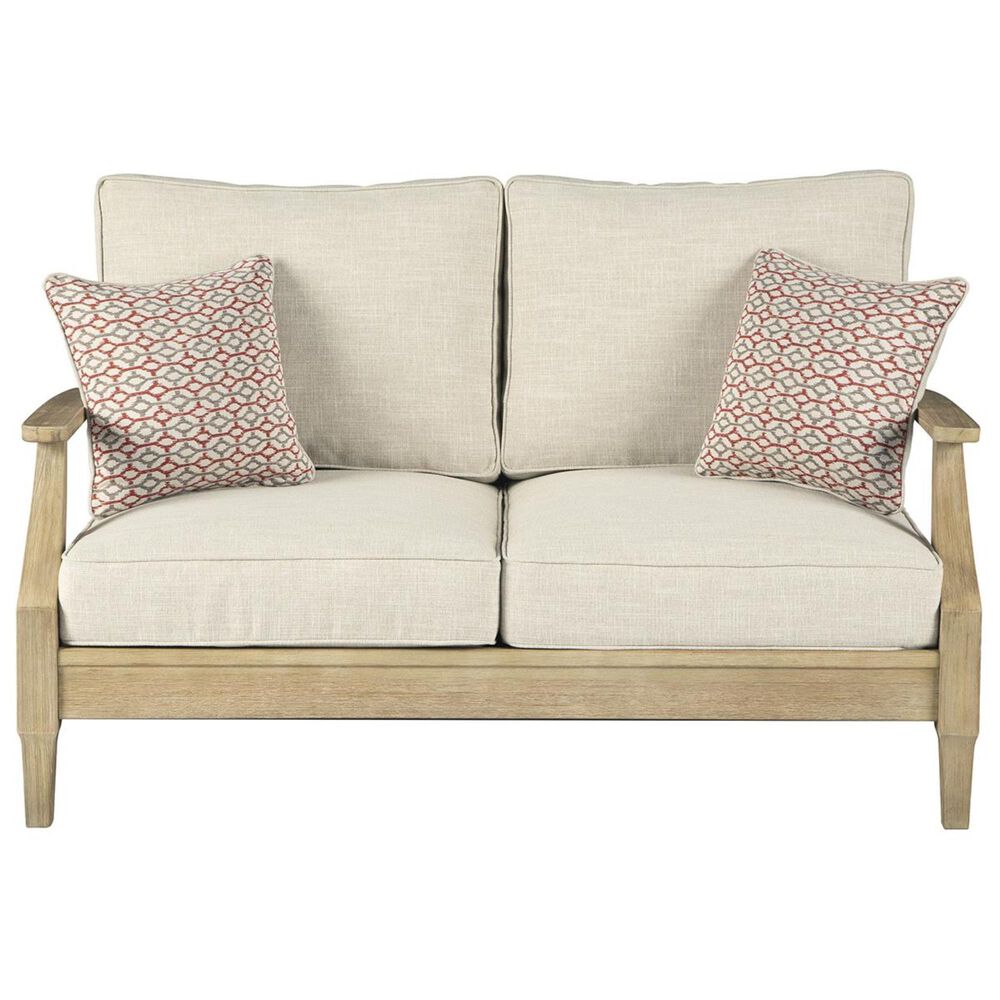 Signature Design by Ashley Clare View Loveseat with Beige Cushion in Antique Teak, , large
