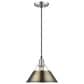 Golden Lighting Orwell 1-Light Medium Pendant with Aged Brass Shade in Pewter, , large