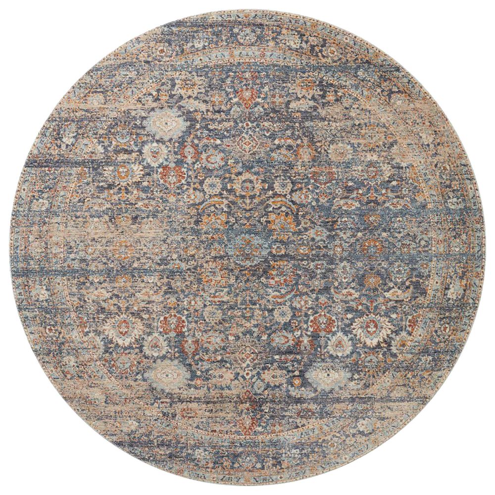 Angela Rose Blake 7"10" Round Navy and Multicolor Area Rug, , large