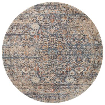 Angela Rose Blake 7"10" Round Navy and Multicolor Area Rug, , large
