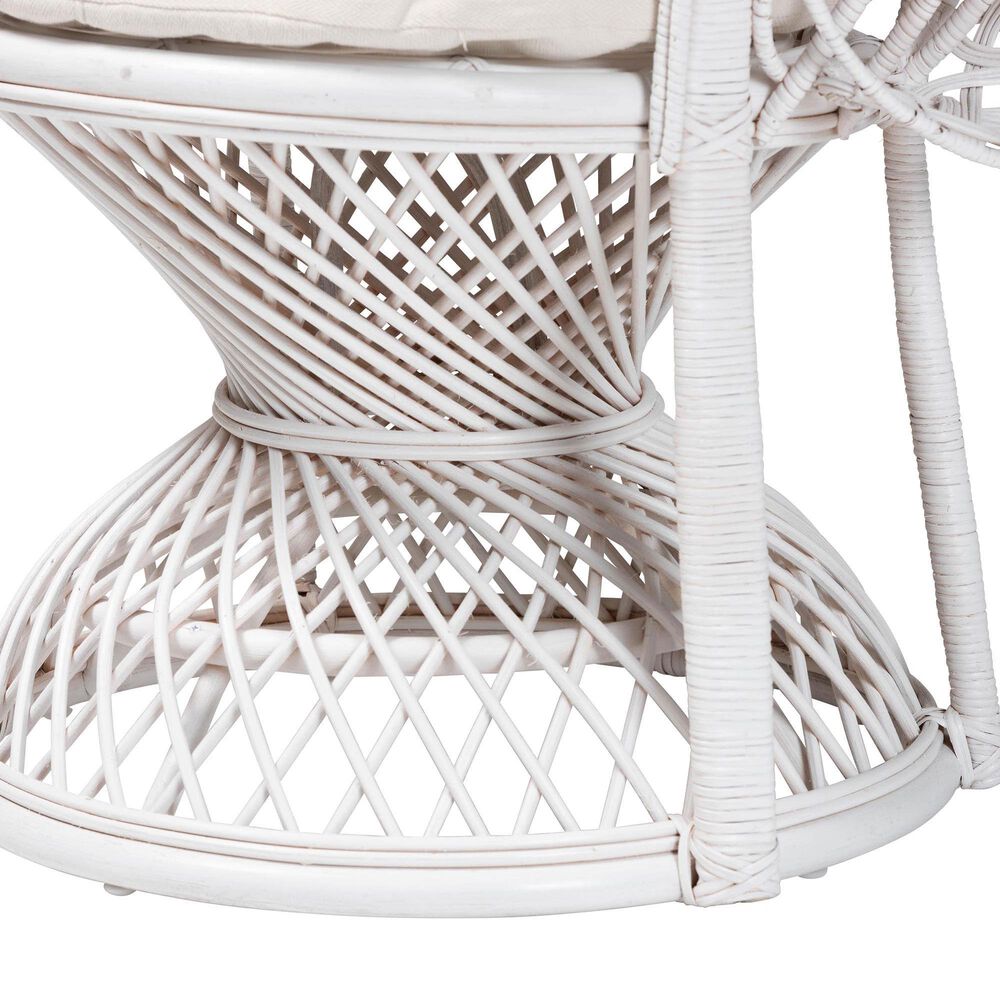 Baxton Studio Ediva Patio Accent Chair in White, , large